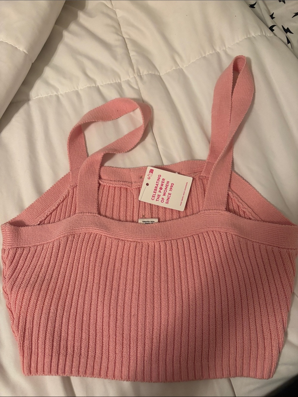 Roxy Pink Ribbed Button-Front Cropped Tank Top BRAND NEW NEVER WORN - Picture 2 of 2